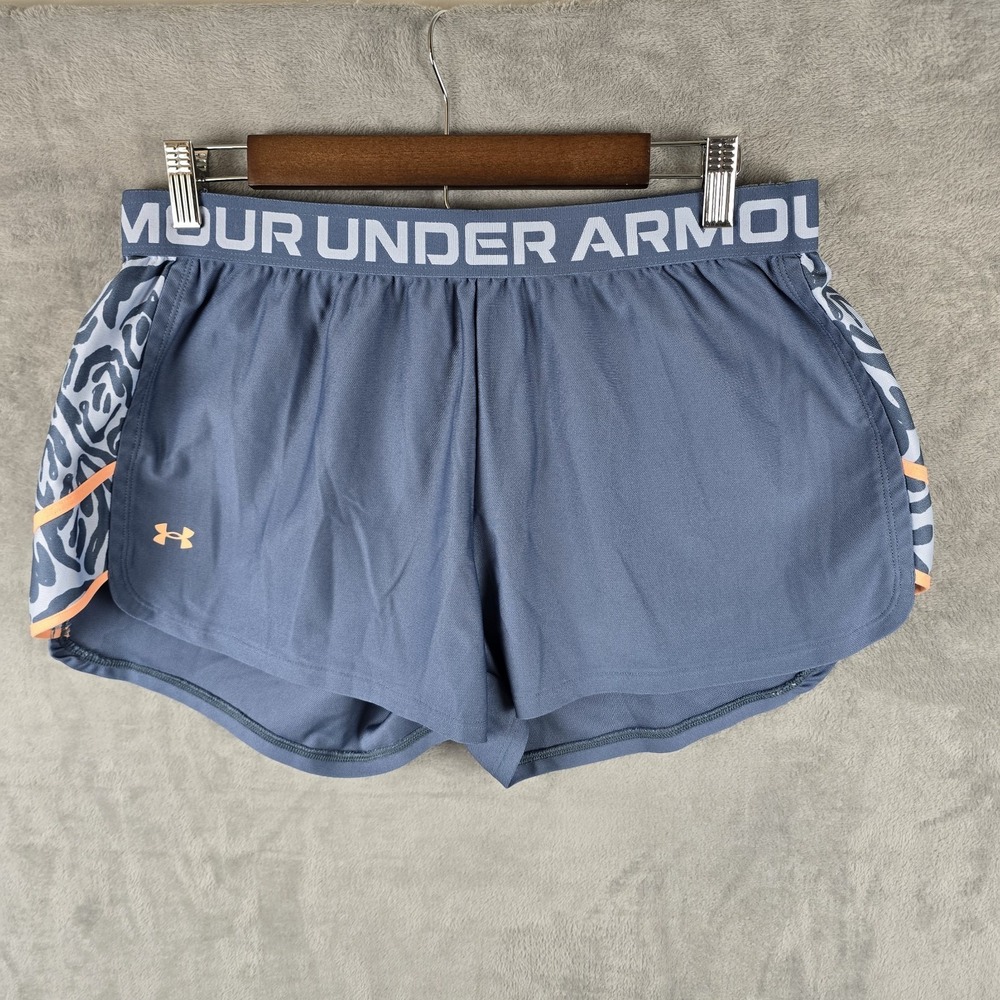 Under Armour Shorts Womens XL Blue Patterned Loose Fit Running Gym Athletic